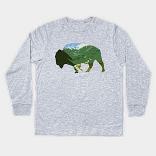 Montana Bison Nature Silhouette Kids Long Sleeve T-Shirt